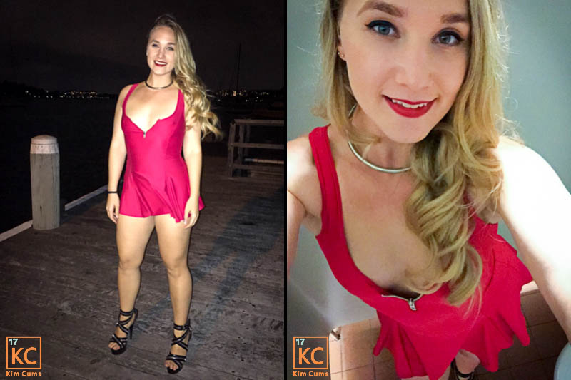 Kim Cums: Neach-tagraidh Red Minidress
