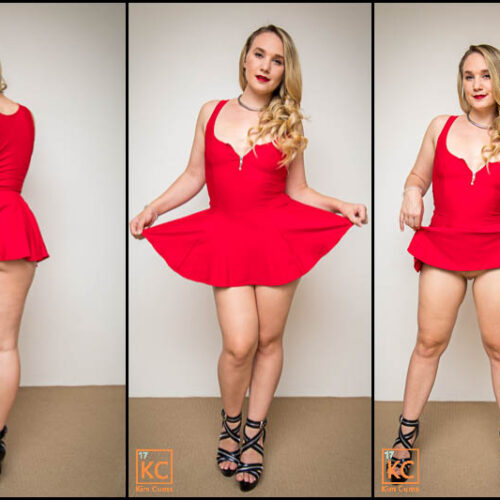 Kim Cums: Sizzling Red Minidress