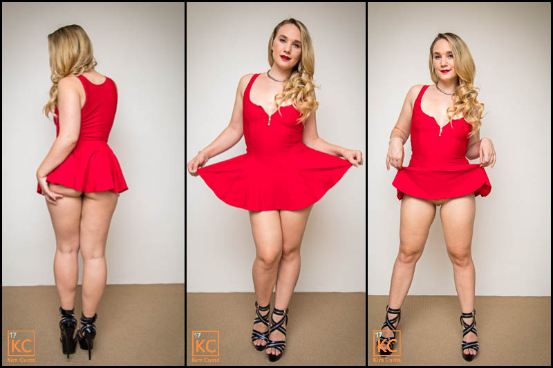 Kim Cums: Sizzling Red Minidress
