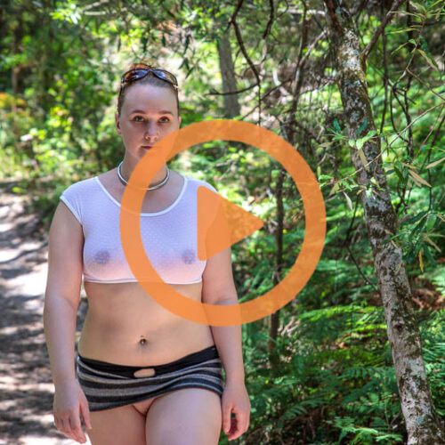 Kim Cums: Almost Topless Hike