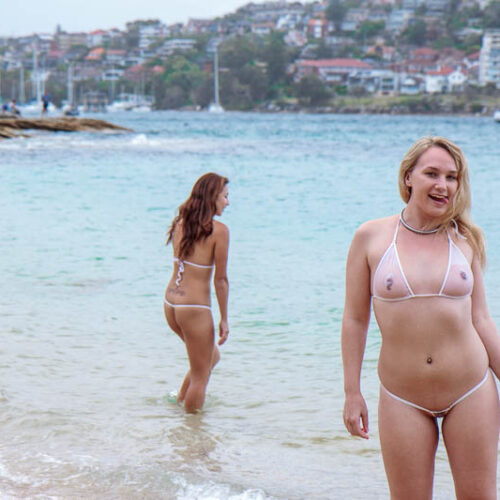 Kim Cums: Wearing my Sheer Micro-bikini