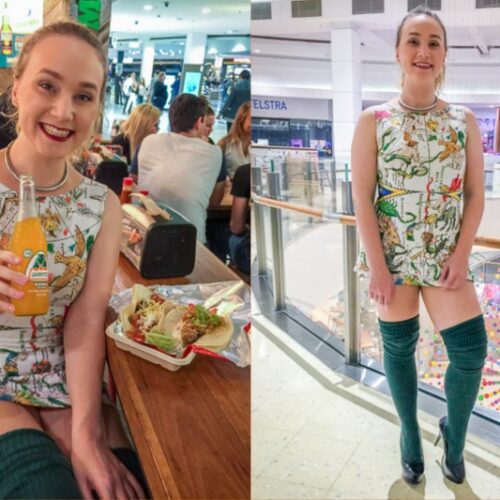 Kim Cums: Planisphere Micro Minidress Public