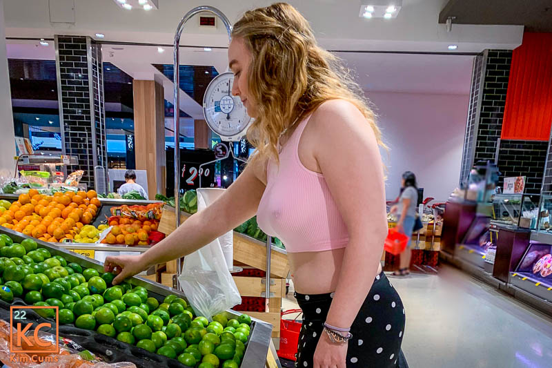 Kim Cums: Braless Girl in Supermarket